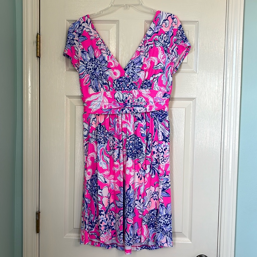 Women’s Lilly Pulitzer Sz L hot pink floral dress-girl’s dress listed separately